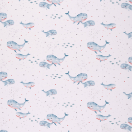 Swafing | Tricot print |  Ocean Breeze - Whale | Blue - Red