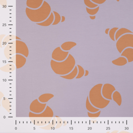 French Terry - Print - Croissant   - Lavender