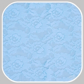 rekbaar kantstof/ licht blauw met bloemmotief