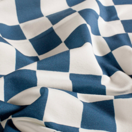 French Terry Organic   - Checks   - Steelblue