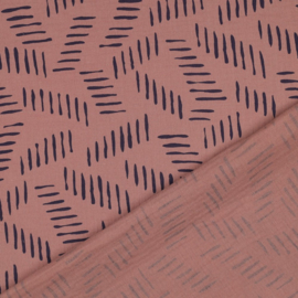 Double Gauze - Lines - Dark Blush