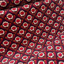 Corduroy - Babyrib - Art Deco Flowers  - Wine