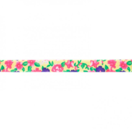 41258 elastisch biaisband bloem geel 15mm