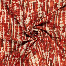 Viscose Twill - Waterpainted Stripes -  Brique