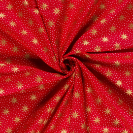 Katoen Print Kerst -  Christmas Star  - Red