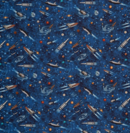 Katoen Print | Swafing -  Space ship  - Blue