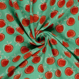 Double Gauze - Apples  - Mint Green