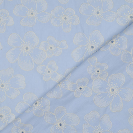Verhees Textiles - Cotton Embroidery 2 Side Border - Light Blue