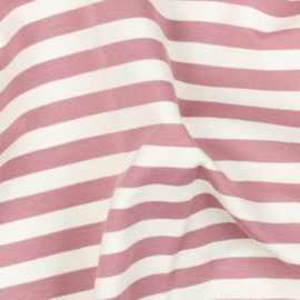 French Terry - Stripes - Dark Rose   . Off White