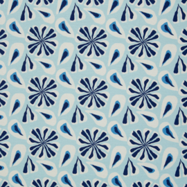 Swafing - French Terry   - Aloha - Acqua Flowers - Light Blue