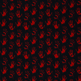 Swafing Katoen - Boo Halloween - Bloody Handprint Black