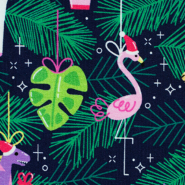 Swafing French Terry  - Holly -  Pink Christmas  - Dark Blue