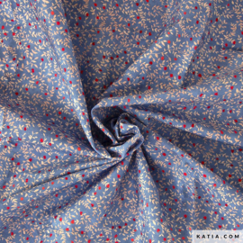 Katia Fabrics - Poplin - Micro Flowers  - Blue
