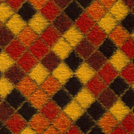Heavy Knit - Wool Mix - Squares  - Red Yellow