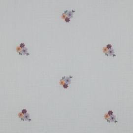 Double Gauze - Embroidery - Flowers - White
