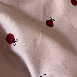 Katoenen Flanel - Lady bugs - Pink