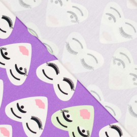 Katoen Print - Mies en Moos - Heart Face  - Purple