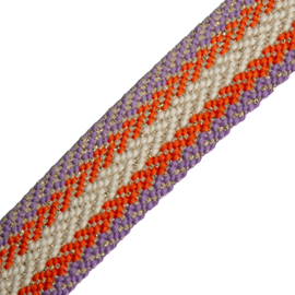 Jacquard Tassenband 4 cm breed - Lurex Gold - Orange Purple