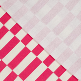Decostof  - Canvas Katoen - Ilja - Blocks - Pink Ecru