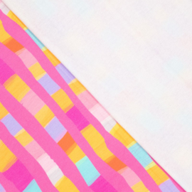 Jeans   - Katoen Twill   - Abstract Blocks - Pink