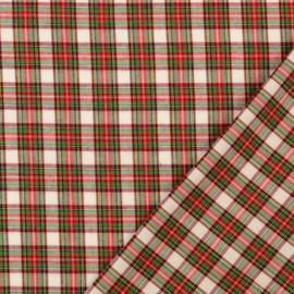 Flanel Katoen  - Klassieke ruit - Red Ecru Green