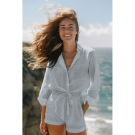 Katoen Flannel - Ruit - Light Blue