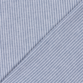 Linnen Katoen -Chambré - Streep  - Blue 006