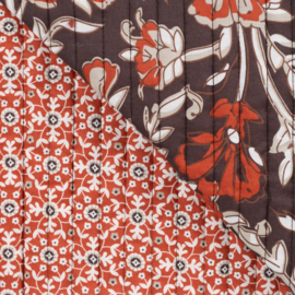 Stepped - Quilted -  Flowers   - Double Sided -  Orange & Aubergine