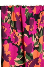 Atelier Jupe -  Viscose met Bloemenprint    - Fuchsia