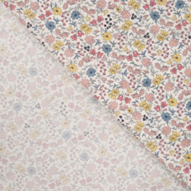 Katoen Print | Flowers | Yellow - Soft Pink  - Blue 031