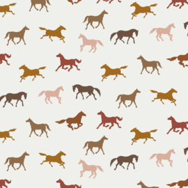 Tricot Print Organic  | Horses  - Off White