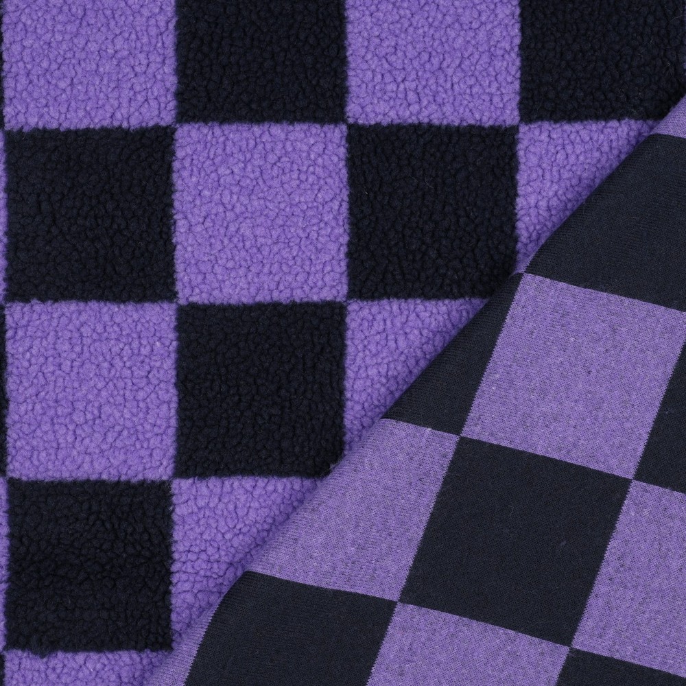 Verhees Textiles - Teddy - Checks   - Lilac Navy