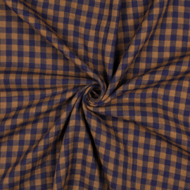 Verhees Textiles - Double Gauze - Double Sided   - Checks  - Brown Navy