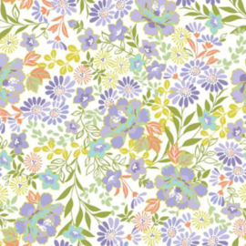 Tricot Print - Flowers - Lilac Green