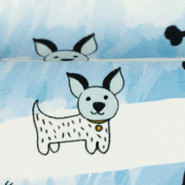 Swafing Tricot Print - Funny Dogs - Light Blue