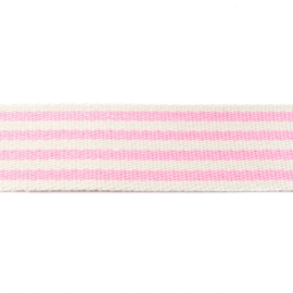 Tassenband Katoen | Streep - Lichtroze | 4cm breed