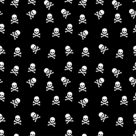 Katoen Print | Swafing -  Skull   - Black - White