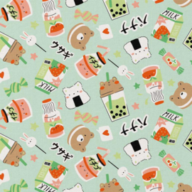 Katoen Print - Sushi - Mint