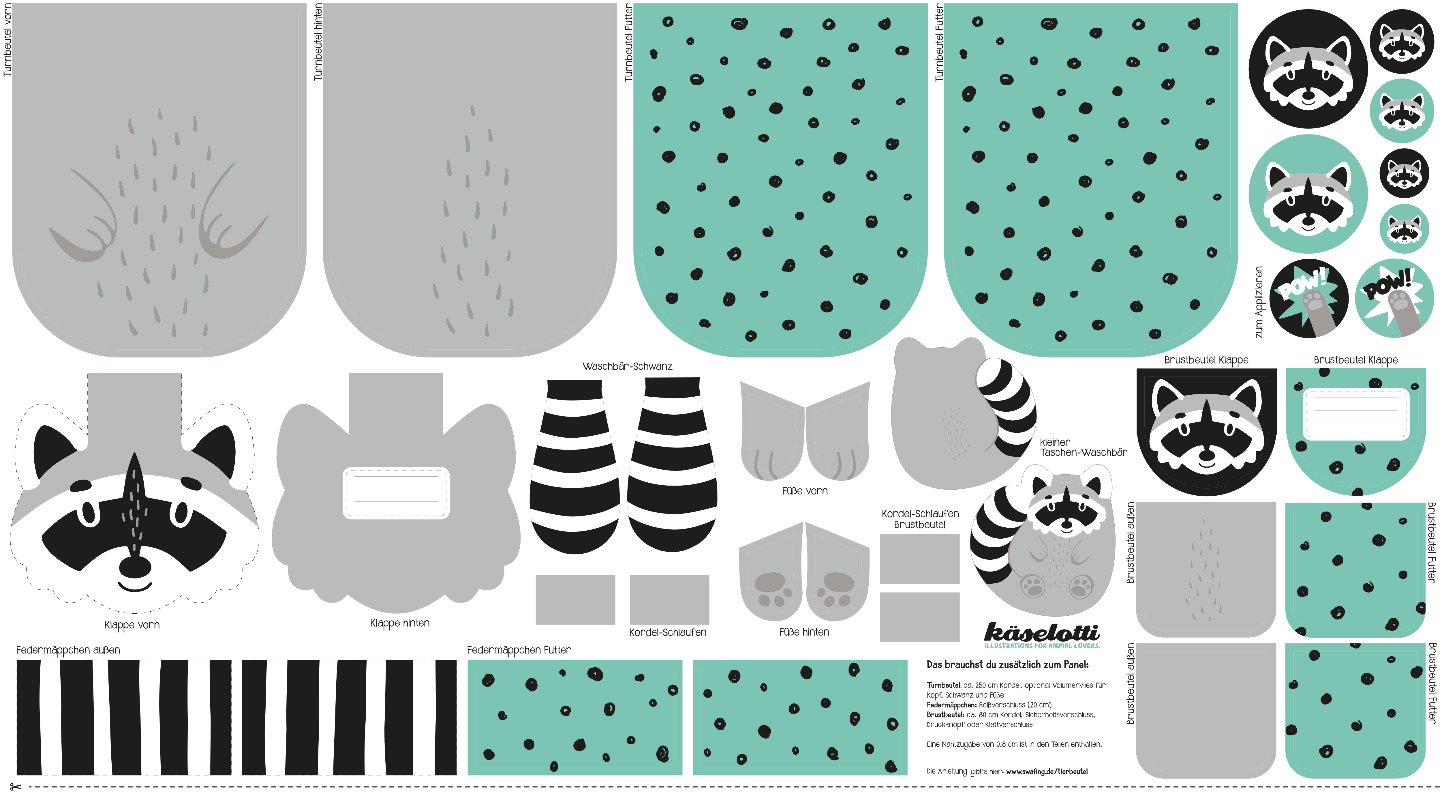 Swafing - DIY Pakket  -  Tierbeutel  by Käselotti - Wasbeer