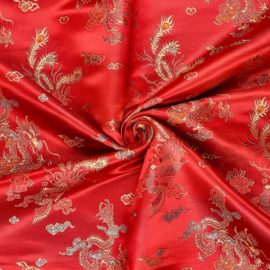 Satijn - Dragon Brocade - Red