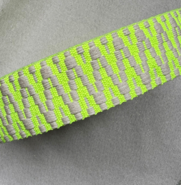 Jacquard Tassenband 4cm breed - Fluor Lime