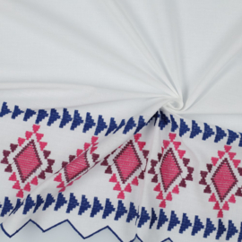 Verhees Textiles - Katoen Voile - 1Side Border - Pink Blue