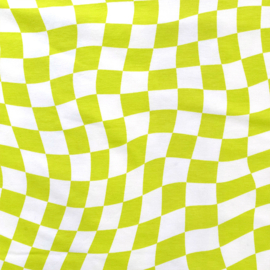 Tricot Jersey Print - Graphic Squares  - Lime