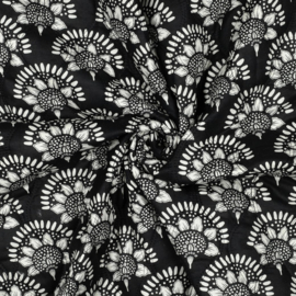 Stepped - Quilted - Katoenen Voile    - Double Sided -  Black