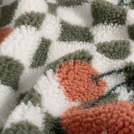 Teddy -  Blocks  & Cherries  - Ecru Blush  Green