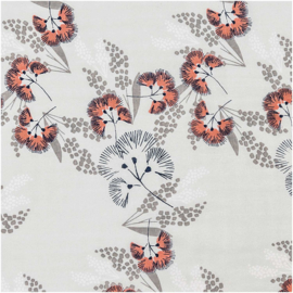 Katoen Print | Double Gauze | Bloem- Grijsblauw  | Rico-Design