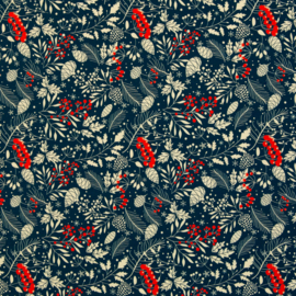 Swafing French Terry  - Holly -  Christmas - Dark Blue