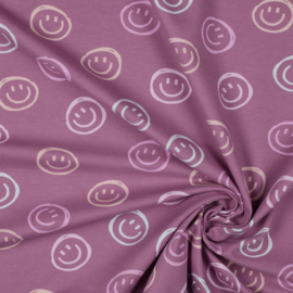 Verhees Textiles - Soft Sweat - Smileys - Lilac