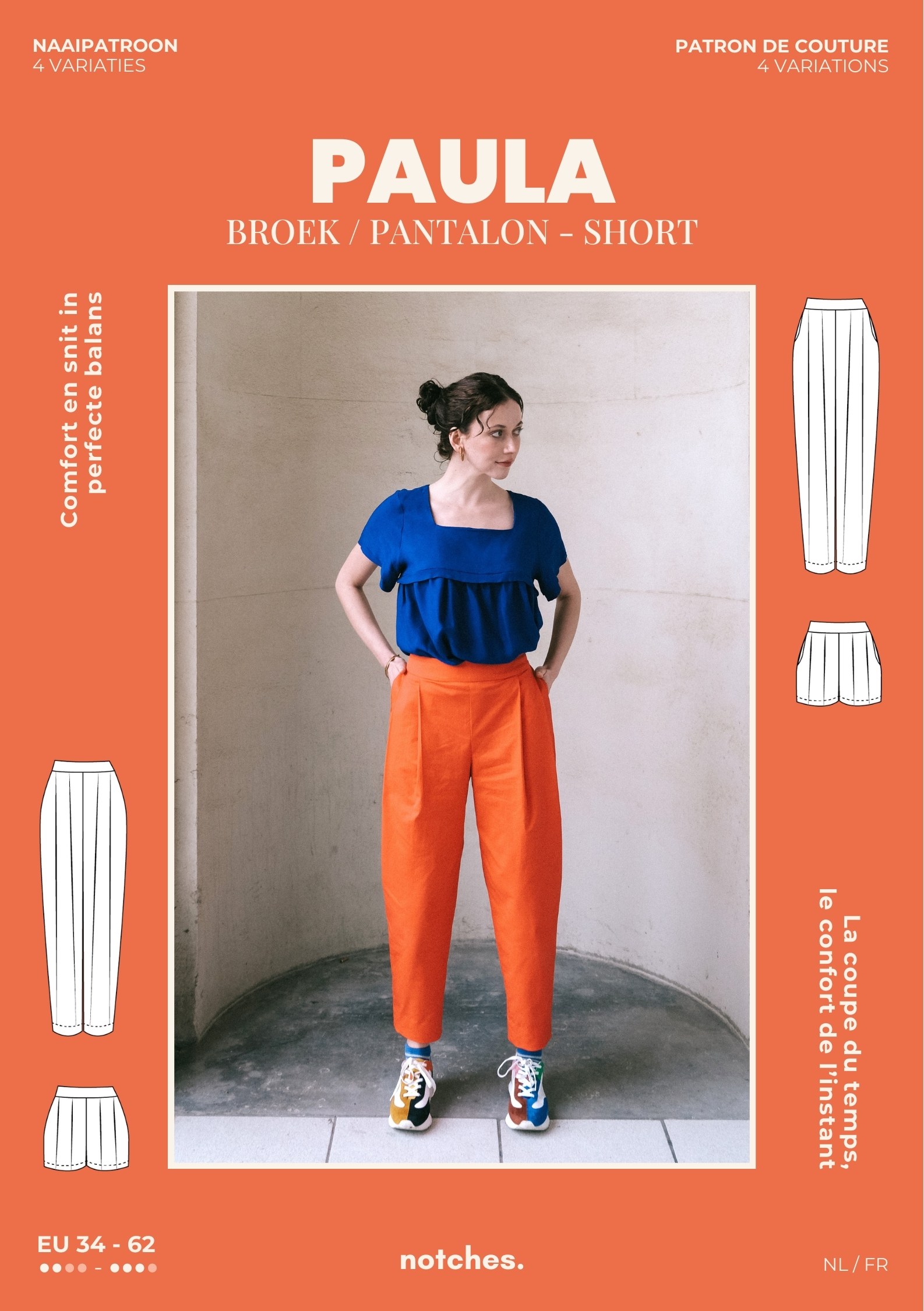 Notches - Paula Paper Pattern - Broek Pantalon Short