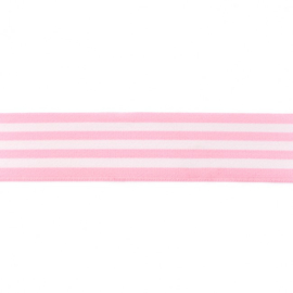 Elastiek Gestreept | 4 cm breed | Pink  - Wit